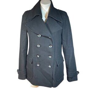 New York & Co. Black Wool Blend peacoat Pea Coat Size Small